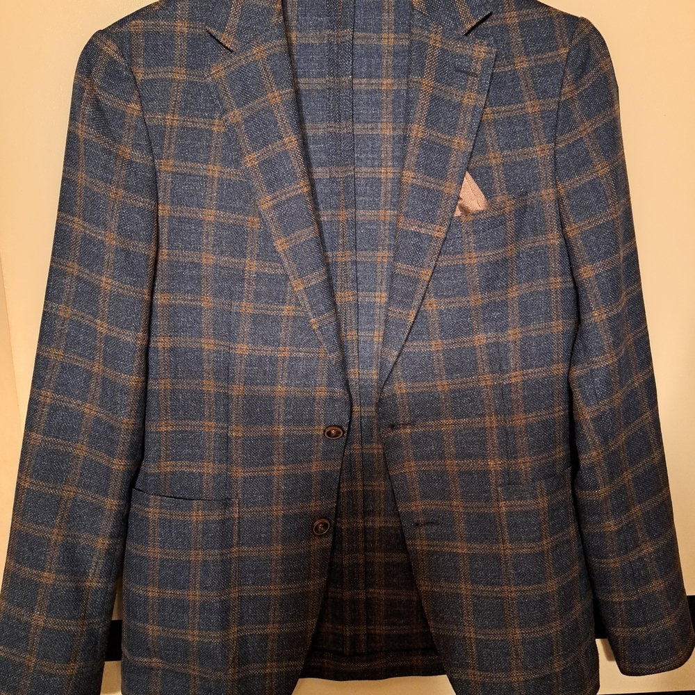 Men's Blue Checkered Blazer